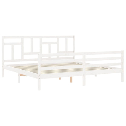 Massivholzbett mit Kopfteil Weiß 200x200 cm