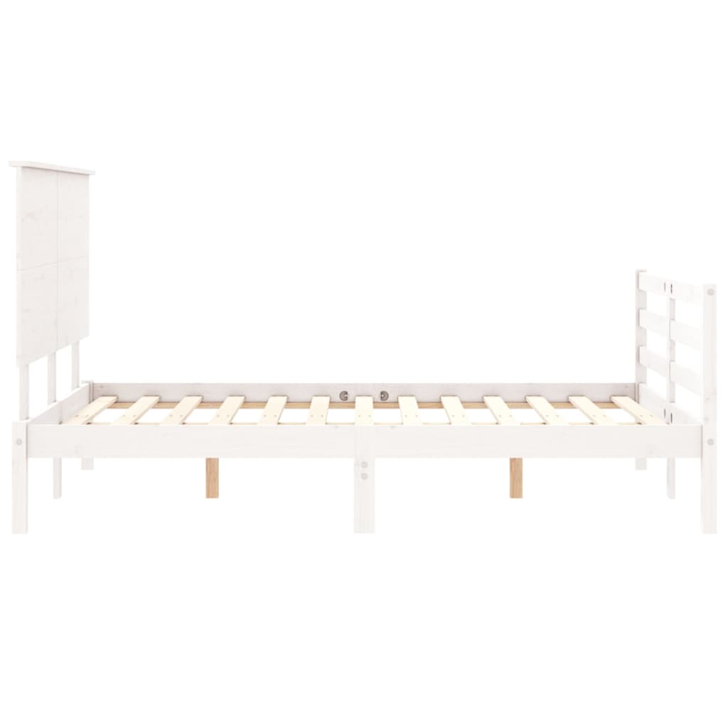 Massivholzbett mit Kopfteil Weiß 140x190 cm