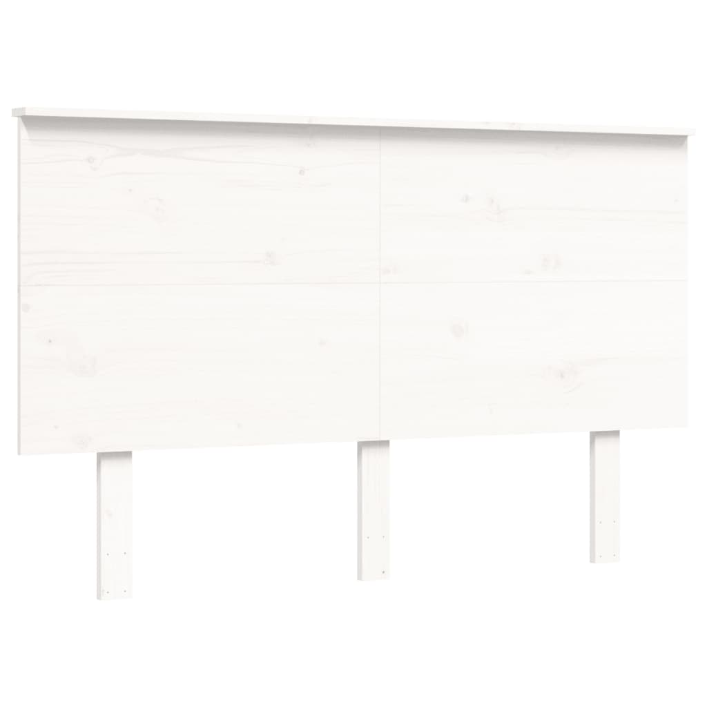 Massivholzbett mit Kopfteil Weiß 140x190 cm