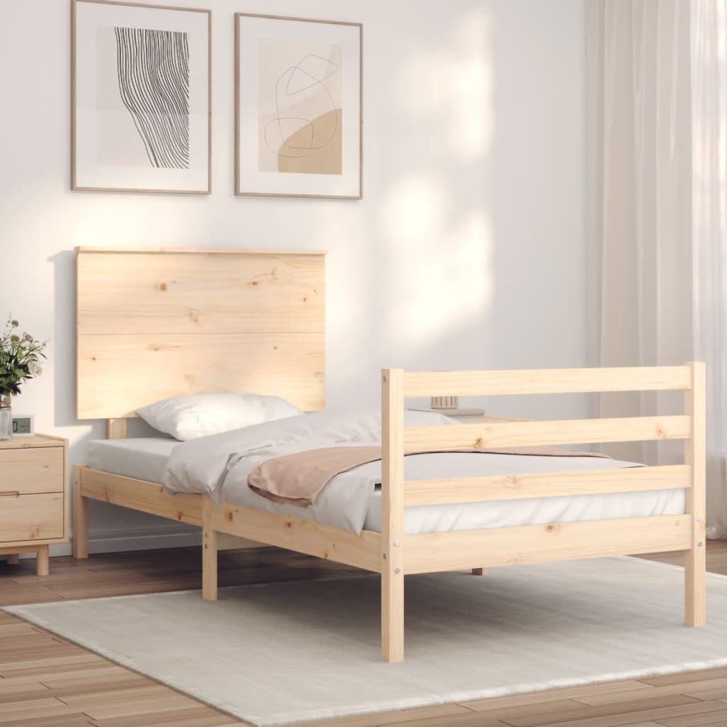 Massivholzbett mit Kopfteil 100x200 cm