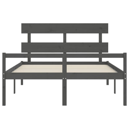 Seniorenbett mit Kopfteil Grau Kingsize Massivholz