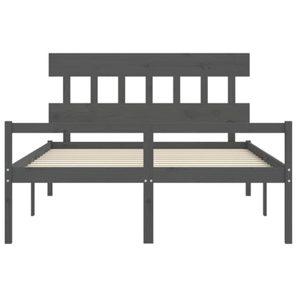 Seniorenbett mit Kopfteil Grau Kingsize Massivholz