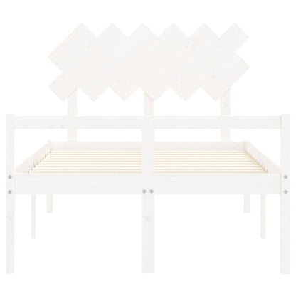 Seniorenbett mit Kopfteil Weiß Massivholz