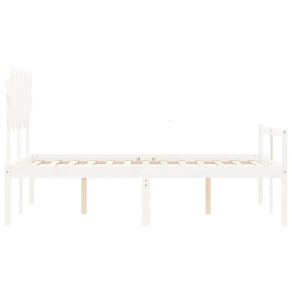 Seniorenbett mit Kopfteil Weiß Massivholz