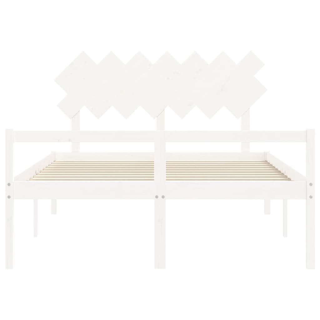 Seniorenbett mit Kopfteil Weiß Kingsize Massivholz