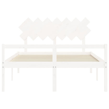 Seniorenbett mit Kopfteil Weiß Kingsize Massivholz