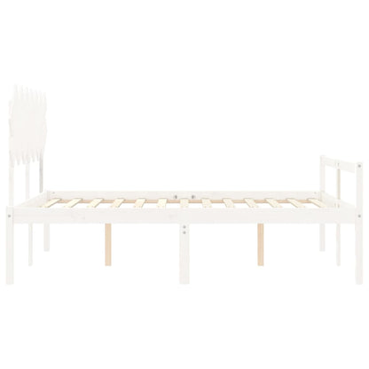 Seniorenbett mit Kopfteil Weiß Kingsize Massivholz