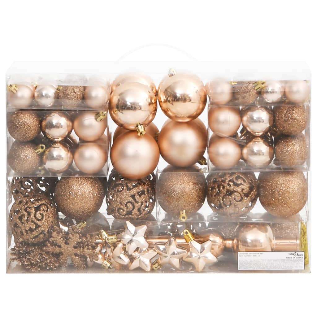111-tlg. Weihnachtskugel-Set Rosegold Polystyrol
