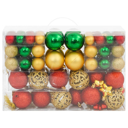 112-tlg. Weihnachtskugel-Set Rot Grün Golden Polystyrol