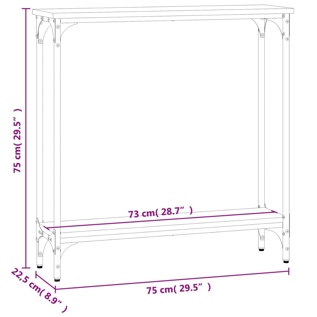 Konsolentisch Sonoma-Eiche 75 x 22,5 x 75 cm Holzwerkstoff