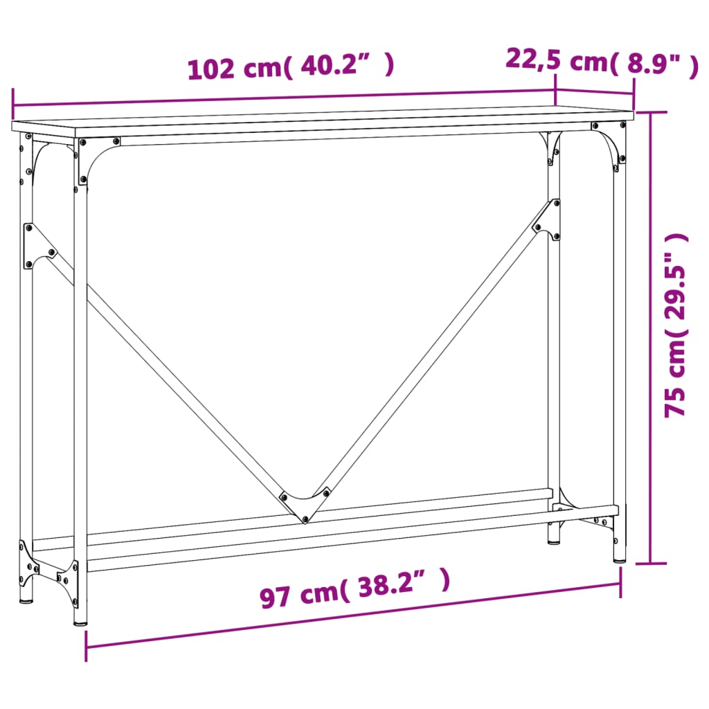 Konsolentisch Sonoma-Eiche 102x22,5x75 cm Holzwerkstoff