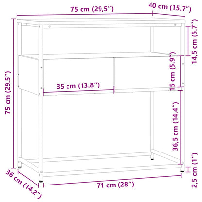Konsolentisch Grau Sonoma 75x40x75 cm Holzwerkstoff