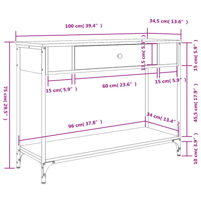 Konsolentisch Grau Sonoma 100x34,5x75 cm Holzwerkstoff