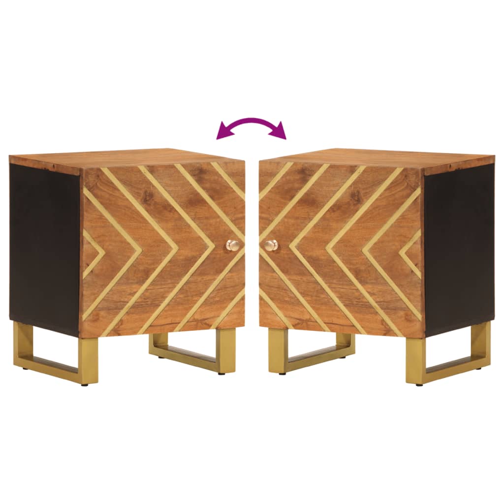 Nachttisch Braun und Schwarz Massivholz Mango