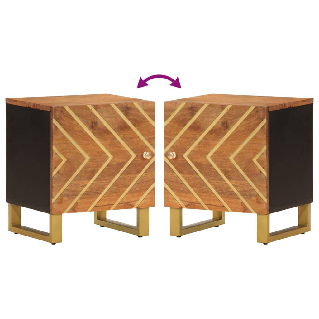 Nachttische 2 Stk. Braun und Schwarz Massivholz Mango