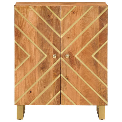 Beistellschrank Braun und Schwarz 60x33,5x75cm Massivholz Mango