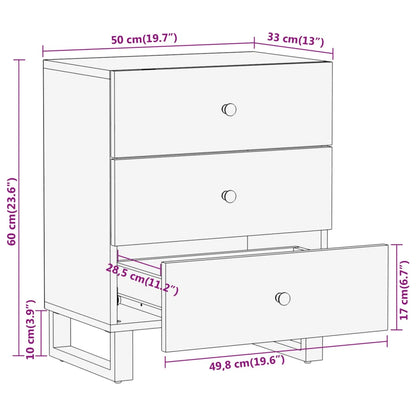 Nachttisch Braun und Schwarz 50x33x60 cm Massivholz Mango