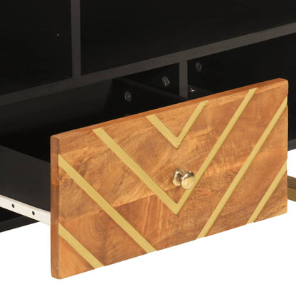 TV-Schrank Braun und Schwarz 100x33,5x46 cm Massivholz Mango