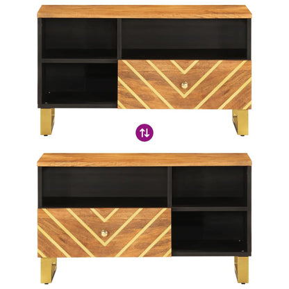 TV-Schrank Braun und Schwarz 80x33,5x46 cm Massivholz Mango