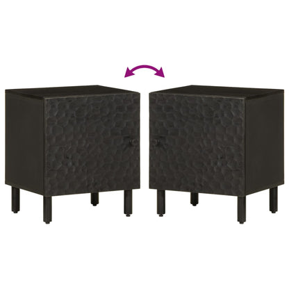 Nachttisch Schwarz 40x33x46 cm Massivholz Mango