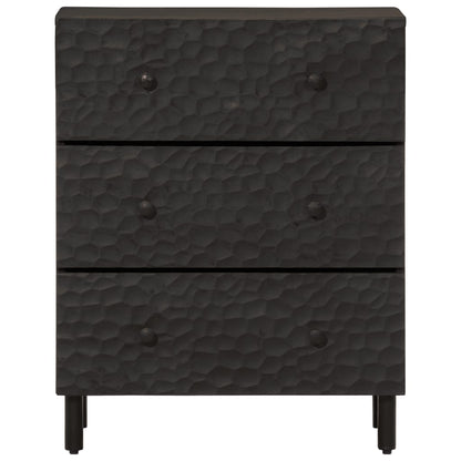 Beistellschrank Schwarz 60x33x75 cm Massivholz Mango