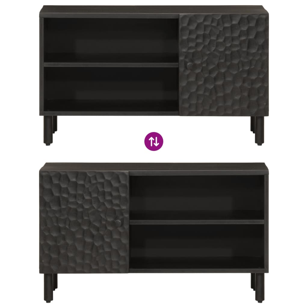 TV-Schrank Schwarz 80x31x46 cm Massivholz Mango