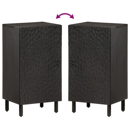 Beistellschrank Schwarz 40x33x75 cm Massivholz Mango