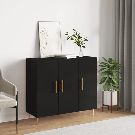 Sideboard Schwarz 90x34x80 cm Holzwerkstoff