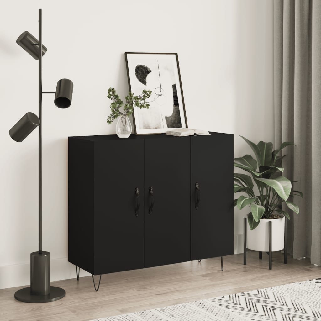 Sideboard Schwarz 90x34x80 cm Holzwerkstoff