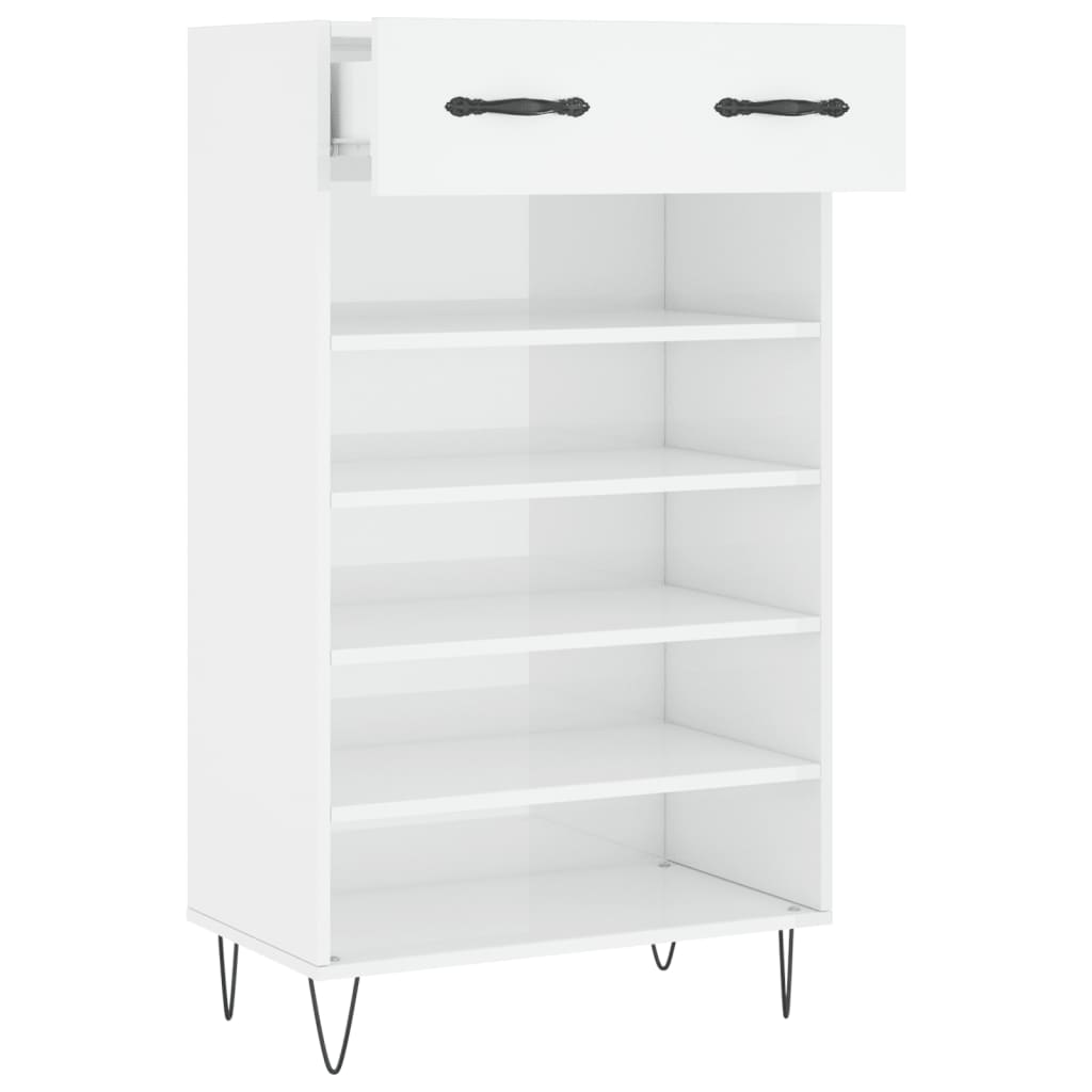 Schuhschrank Hochglanz-Weiß 60x35x105 cm Holzwerkstoff
