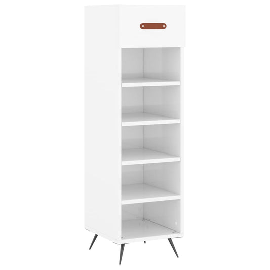 Schuhschrank Hochglanz-Weiß 30x35x105 cm Holzwerkstoff