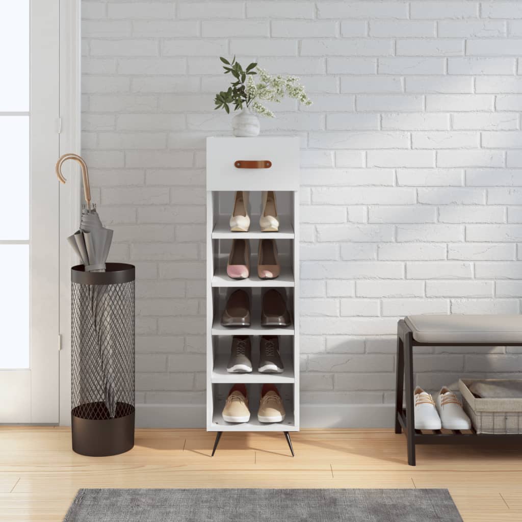 Schuhschrank Hochglanz-Weiß 30x35x105 cm Holzwerkstoff