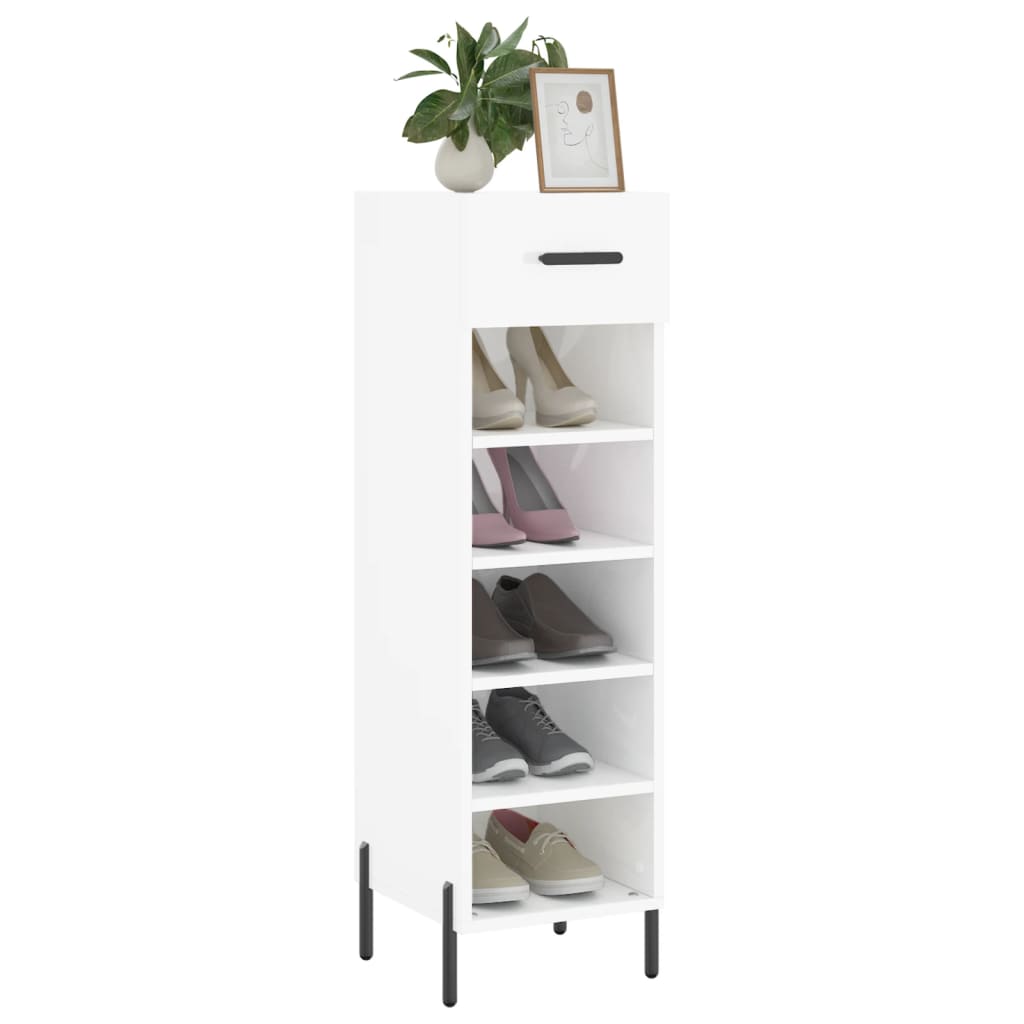 Schuhschrank Hochglanz-Weiß 30x35x105 cm Holzwerkstoff