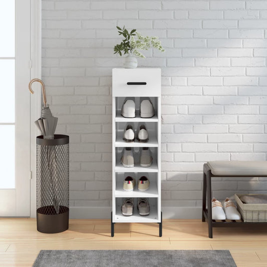 Schuhschrank Hochglanz-Weiß 30x35x105 cm Holzwerkstoff