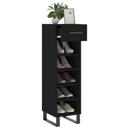 Schuhschrank Schwarz 30x35x105 cm Holzwerkstoff