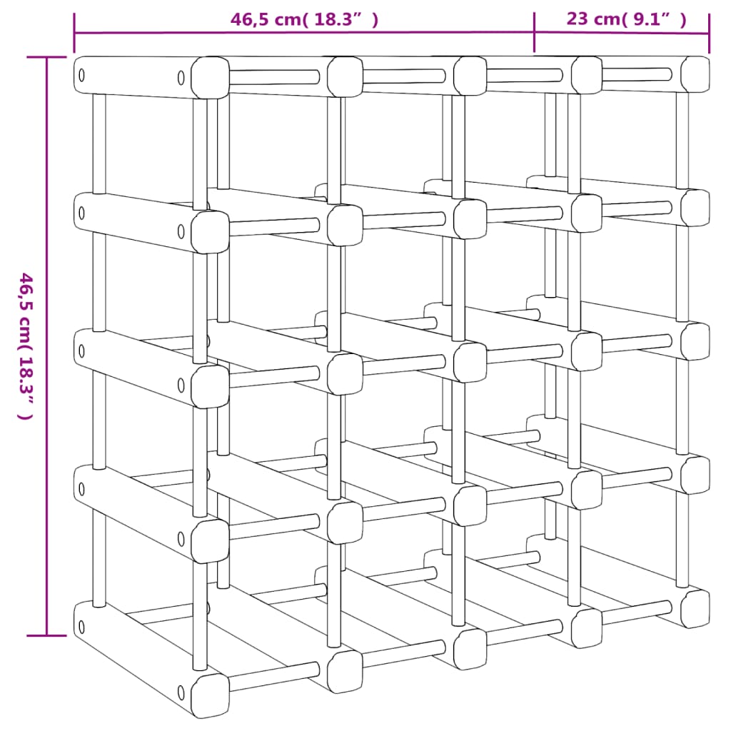 Weinregal für 20 Flaschen 46,5x23x46,5 cm Massivholz Kiefer