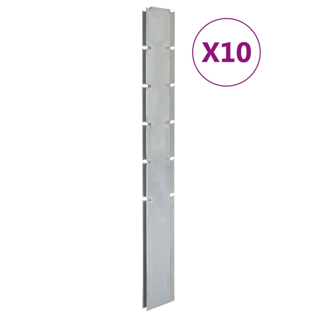 Zaunpfosten 10 Stk. Silbern 160 cm Verzinkter Stahl