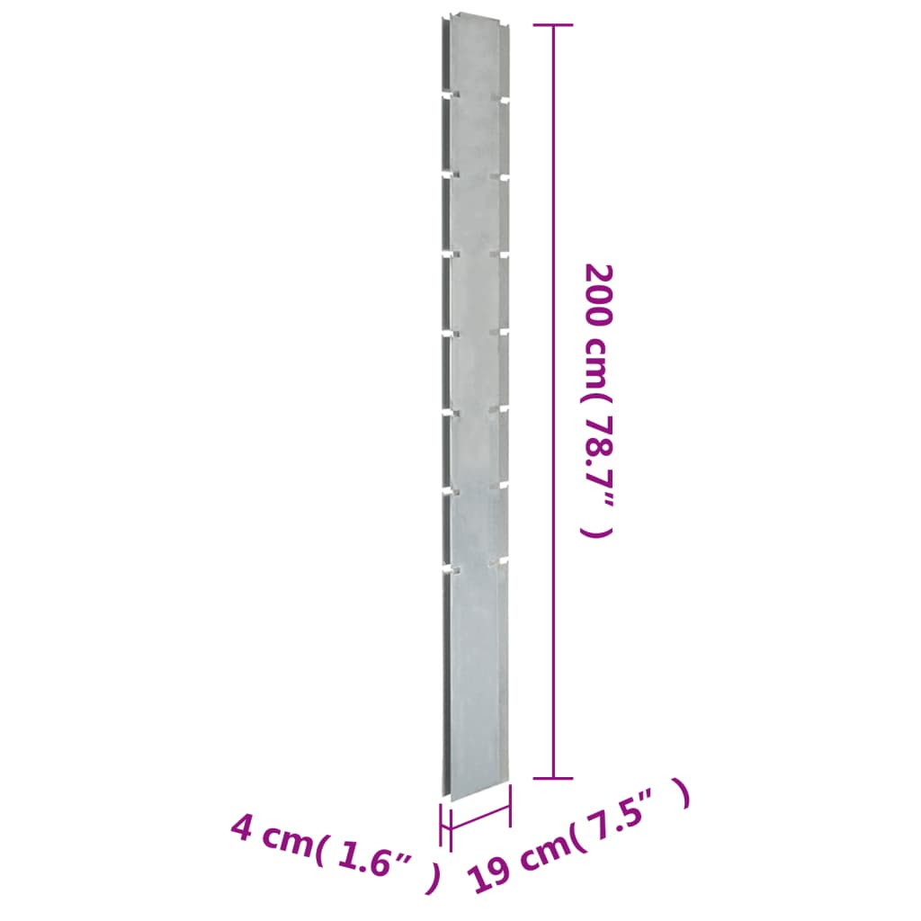 Zaunpfosten 10 Stk. Silbern 200 cm Verzinkter Stahl