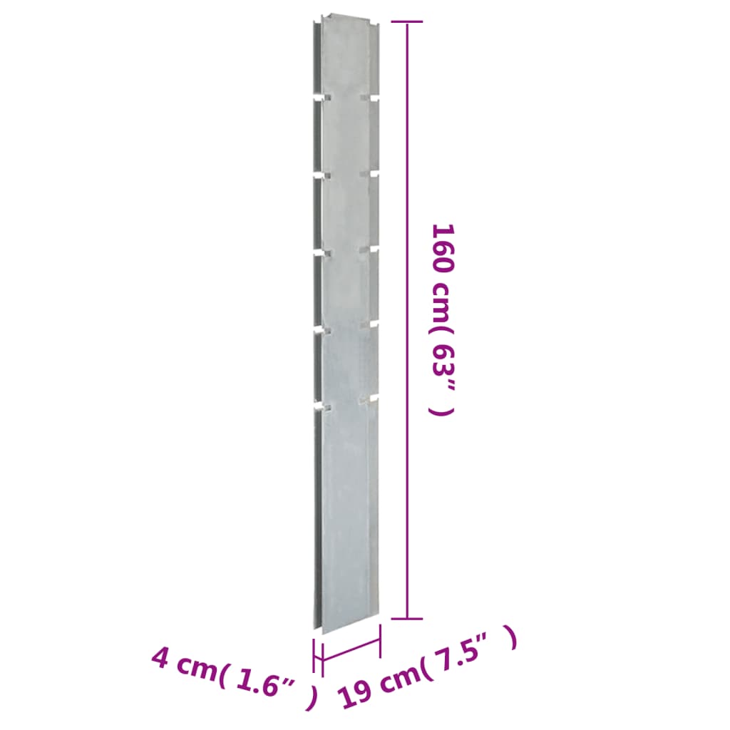 Zaunpfosten 20 Stk. Silbern 160 cm Verzinkter Stahl