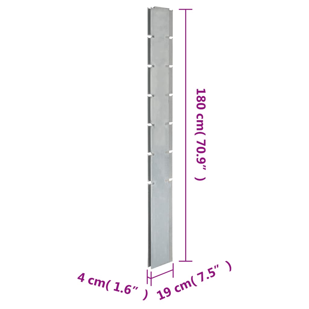 Zaunpfosten 20 Stk. Silbern 180 cm Verzinkter Stahl