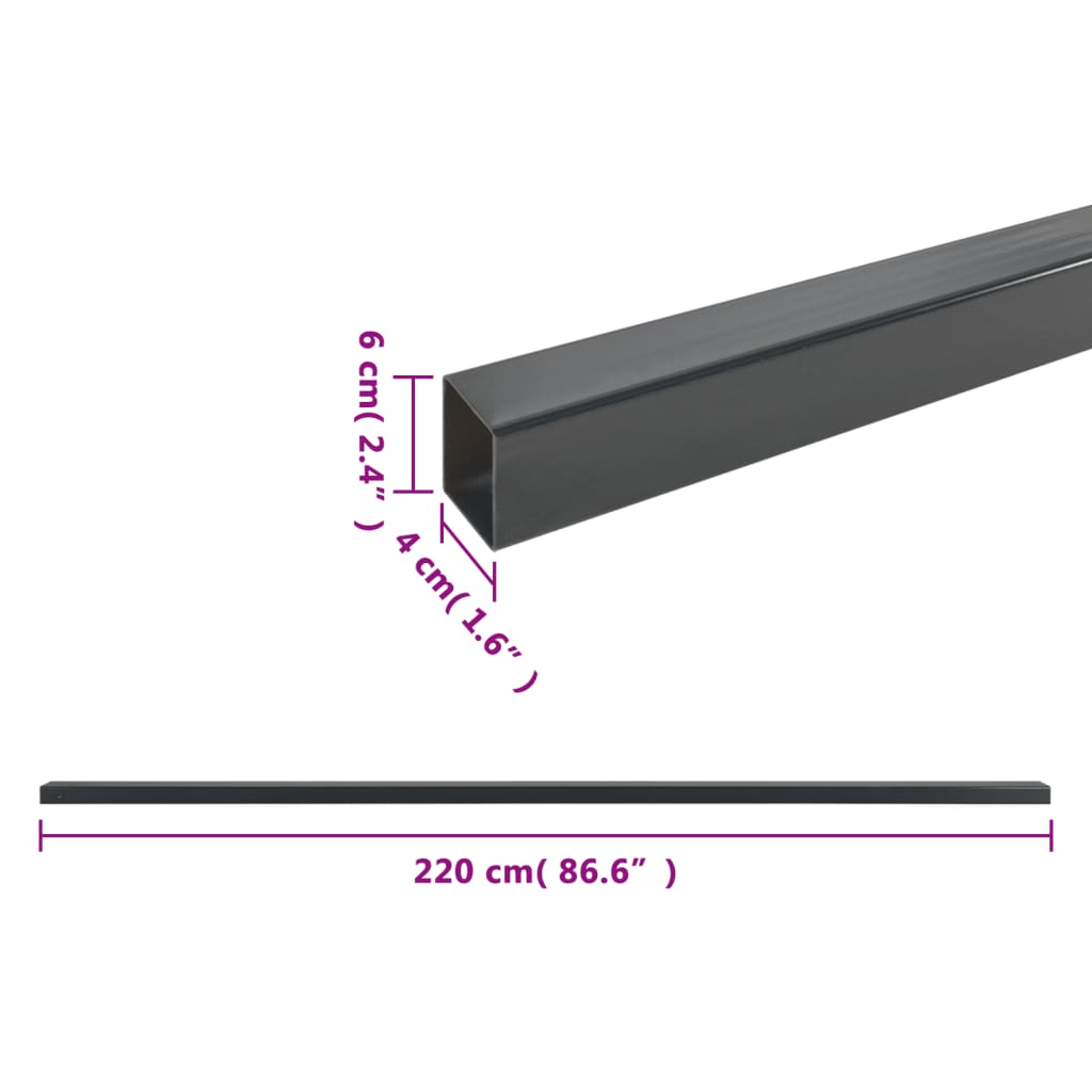 Zaunpfosten 40 Stk. Grau 220 cm Stahl