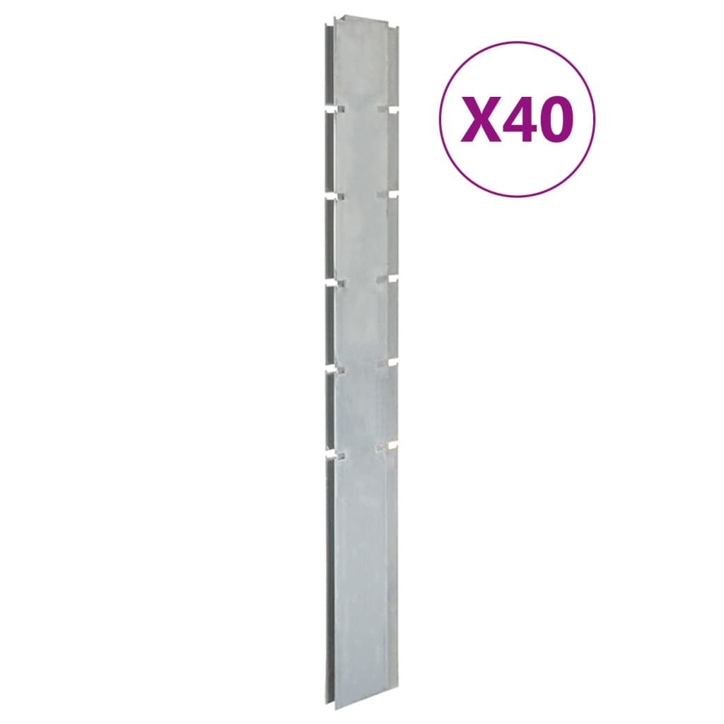 Zaunpfosten 40 Stk. Silbern 160 cm Verzinkter Stahl