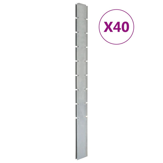 Zaunpfosten 40 Stk. Silbern 220 cm Verzinkter Stahl