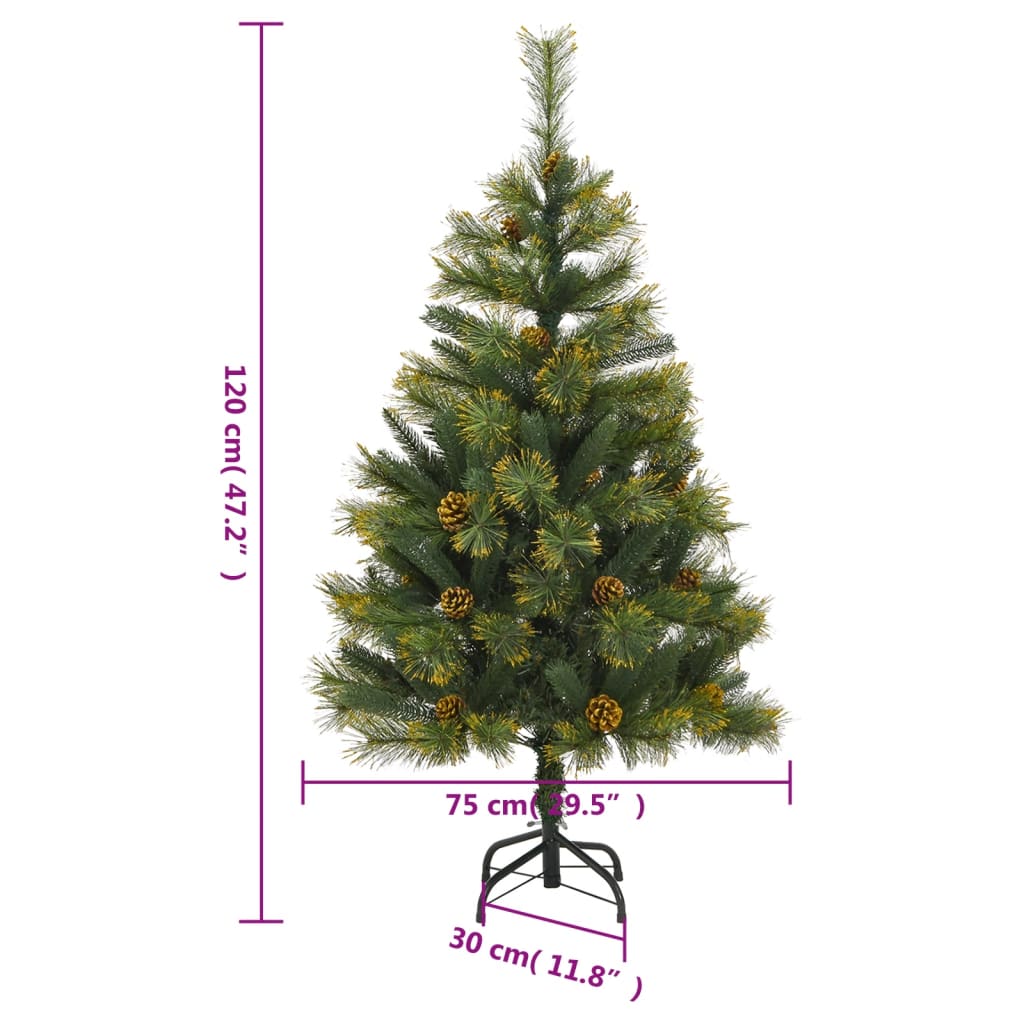 Künstlicher Weihnachtsbaum Klappbar mit Zapfen 120 cm