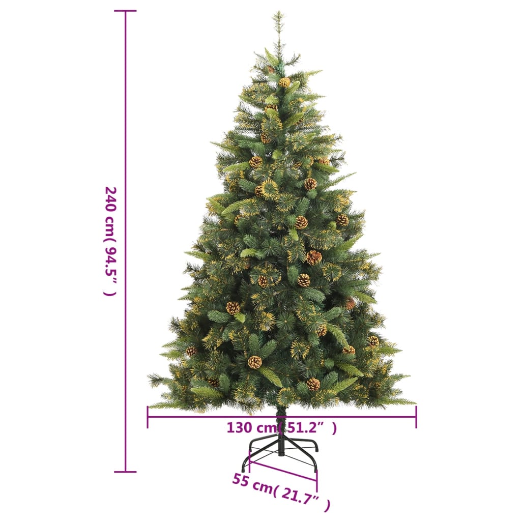 Künstlicher Weihnachtsbaum Klappbar mit Zapfen 240 cm