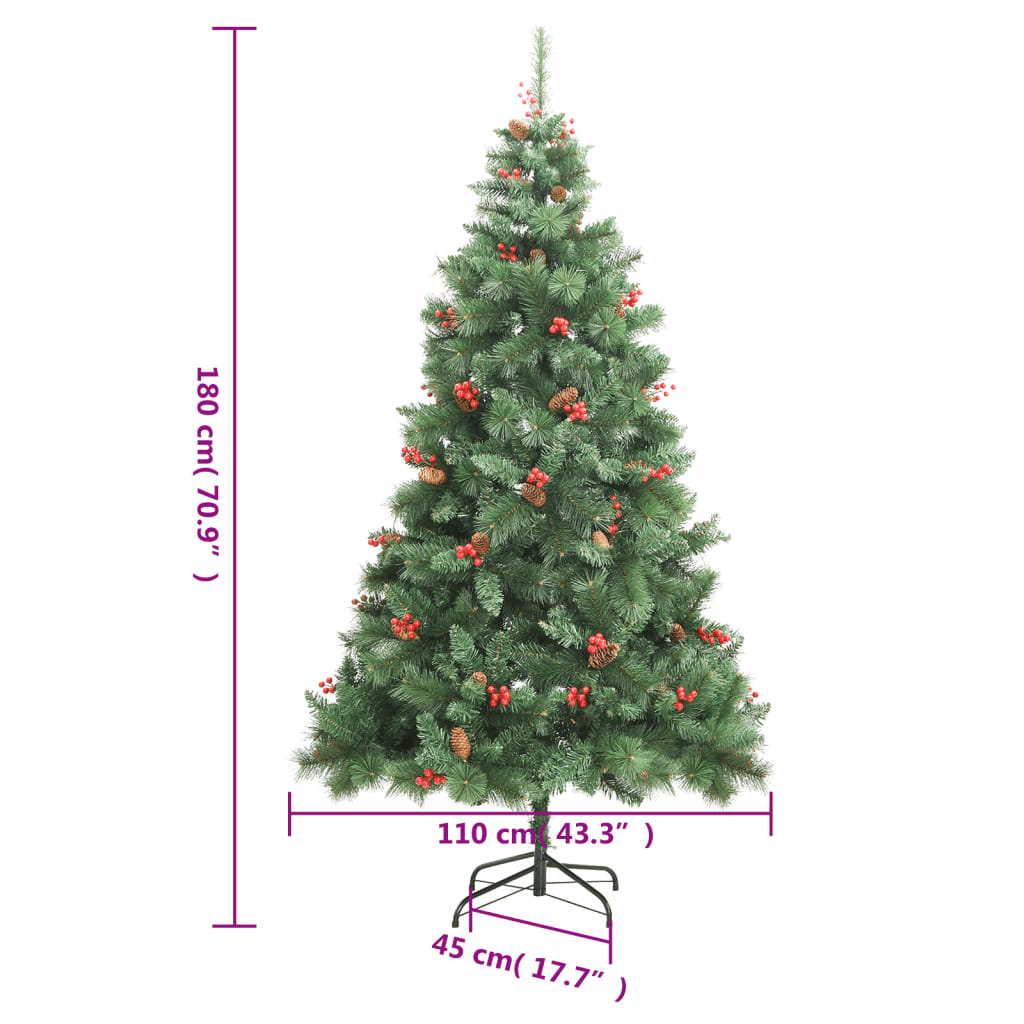 Künstlicher Weihnachtsbaum Klappbar mit Zapfen & Beeren 180 cm