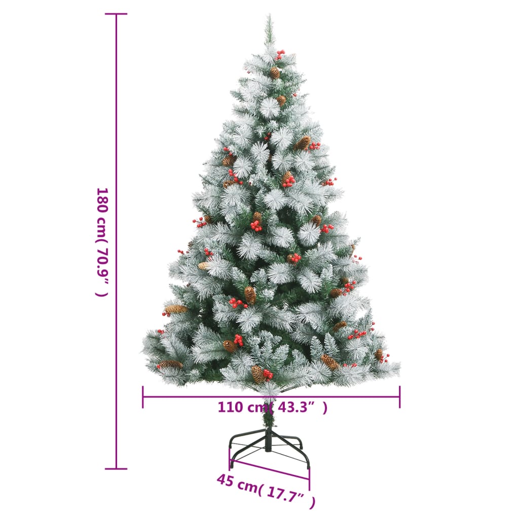 Künstlicher Weihnachtsbaum Klappbar mit Zapfen & Beeren 180 cm