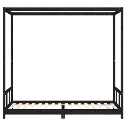 Kinderbett Schwarz 90x200 cm Massivholz Kiefer