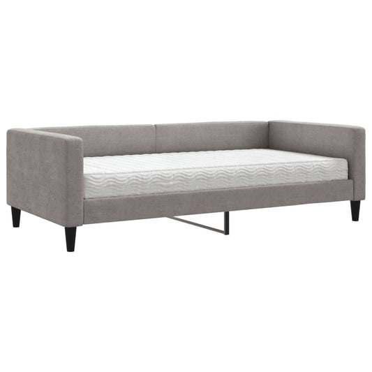 Tagesbett mit Matratze Taupe 100x200 cm Stoff