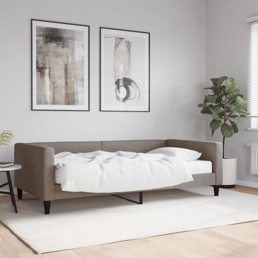 Tagesbett mit Matratze Taupe 100x200 cm Stoff